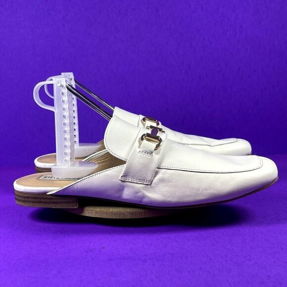 Steve Madden Shoes - Steve Madden Women's Wintour White Leather Square Toe Mules Shoe Size 10